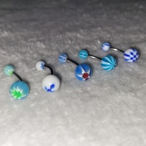 5 piece blue belly button ring set